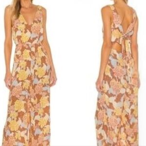 Size XS Anthropologie Amuse Society Floral Jumpsuit in Orange and Yellow